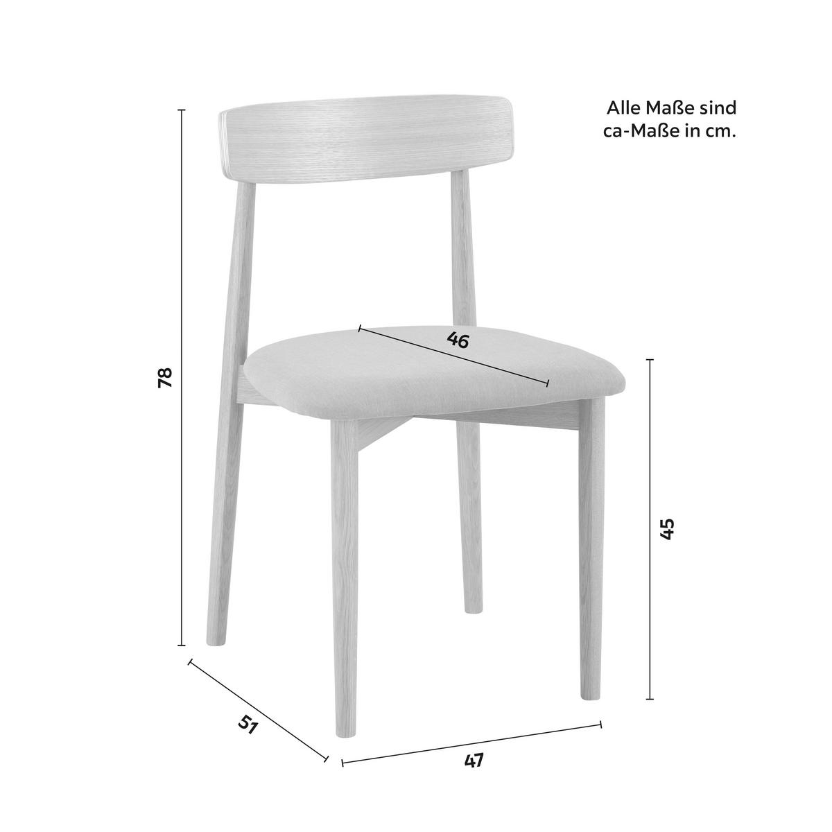 Židle NOAH dubové dřevo/šedá - šedá/přírodní barvy, Moderní, dřevo/textil (47/78/51cm) - Bessagi Home