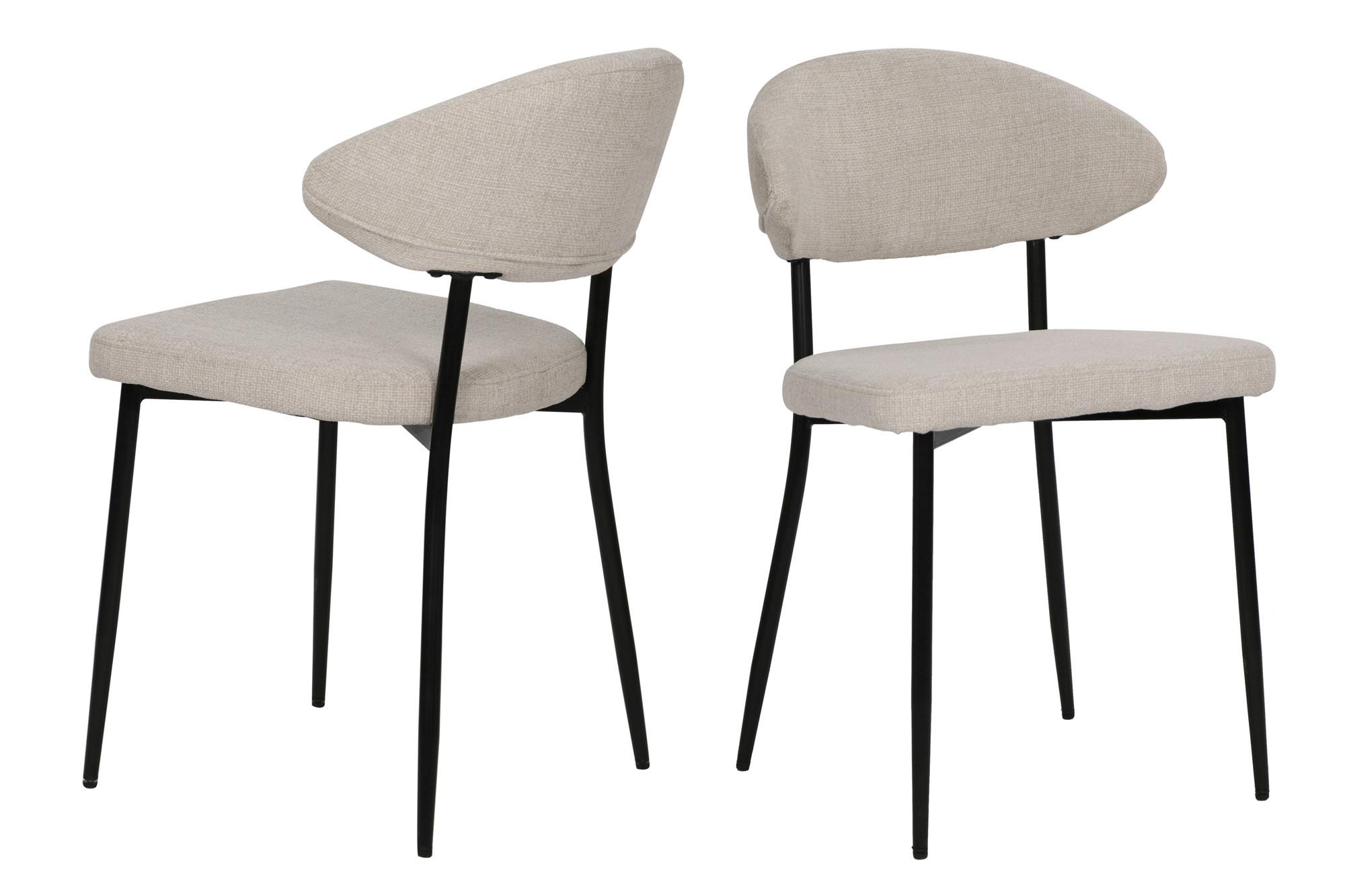 STUHL-SET Schwarz/Beige 2-teilig - Beige/Schwarz, MODERN, Textil/Metall (56/82/53cm) - MID.YOU
