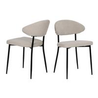 STUHL-SET Schwarz/Beige 2-teilig - Beige/Schwarz, MODERN, Textil/Metall (56/82/53cm) - MID.YOU