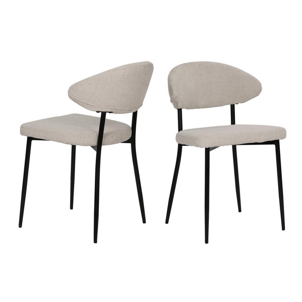STUHL-SET Schwarz/Beige 2-teilig