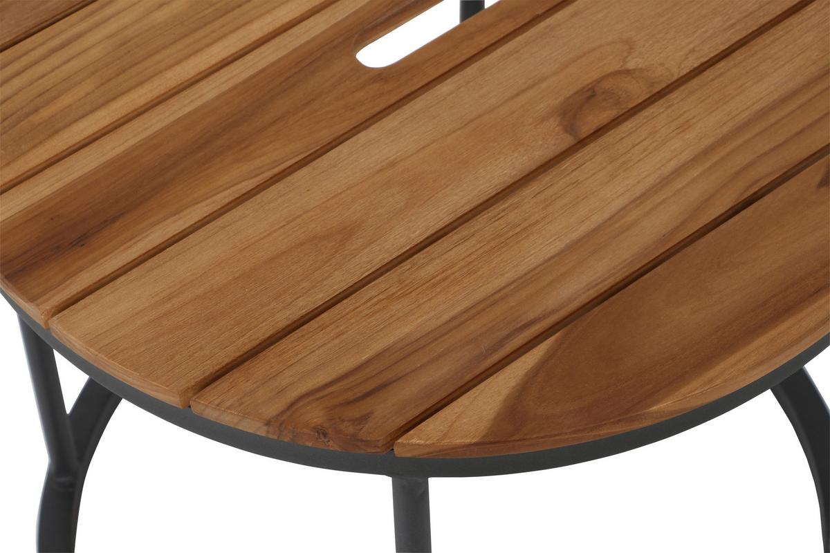 Gartenbeistelltisch H16597 - Anthrazit/Teakfarben, MODERN, Holz/Metall (50/50/40cm) - Siena Garden