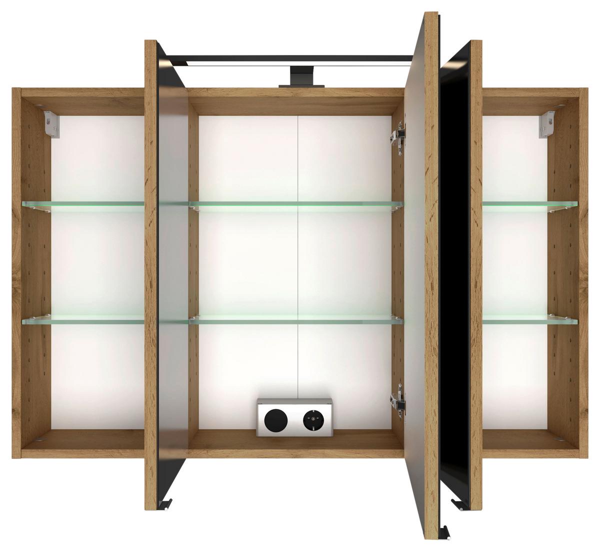 Badmöbel-Set Manchester B: 100 cm Eiche Wotan Dekor - Eichefarben/Weiß, MODERN, Keramik/Holzwerkstoff (100cm) - Held