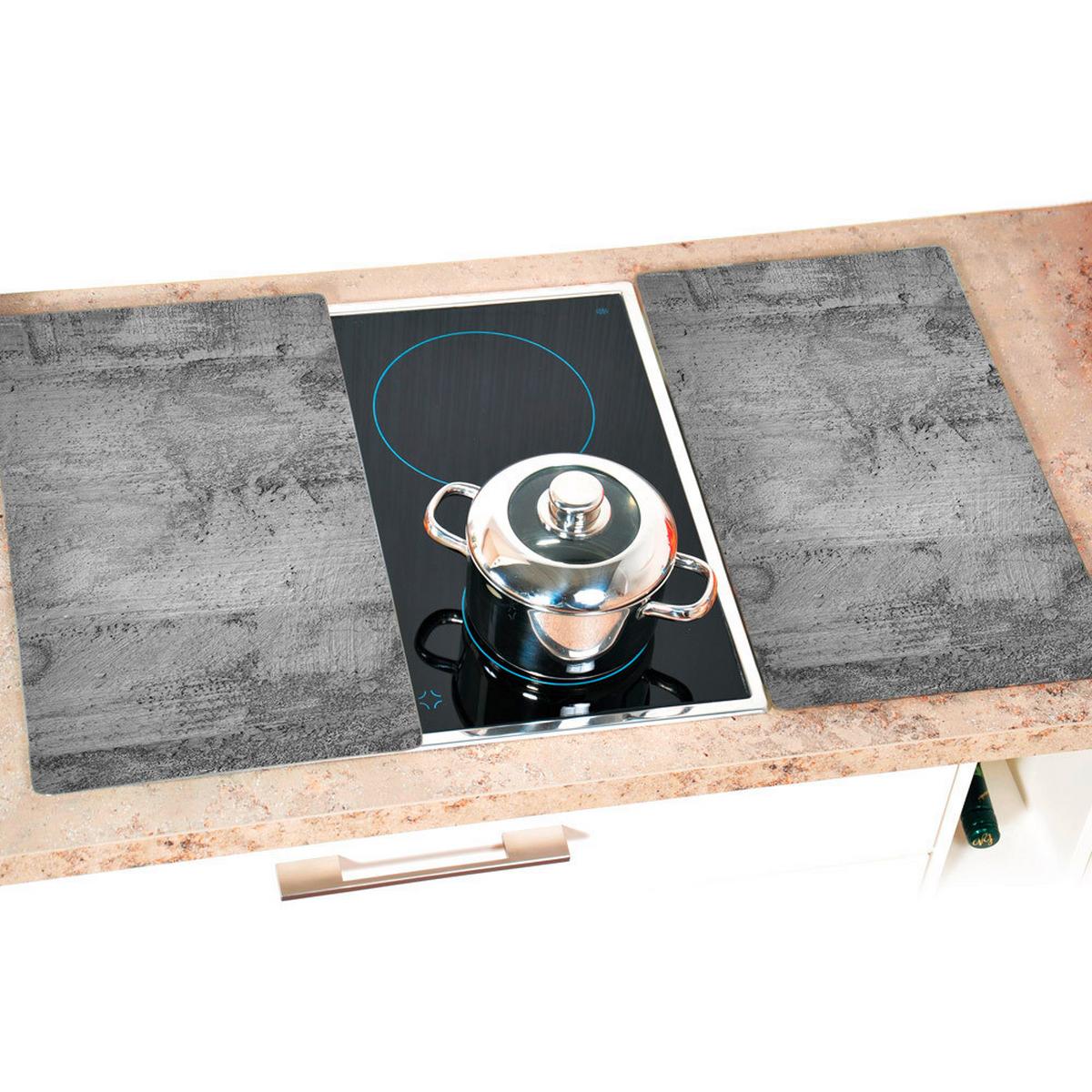 Herdabdeckplatte Grau L: 52 cm - Grau, Basics, Glas (52/30/0.8cm) - Kesper