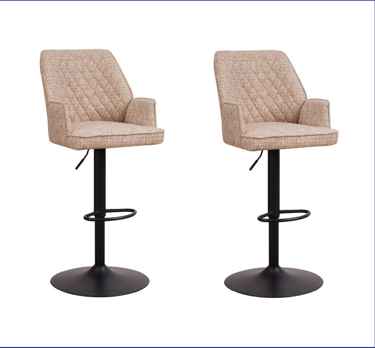 Barthocker-Set Donny Weiß B: 54 cm - Schwarz/Weiß, MODERN, Textil/Metall (54/100/58cm) - MID.YOU