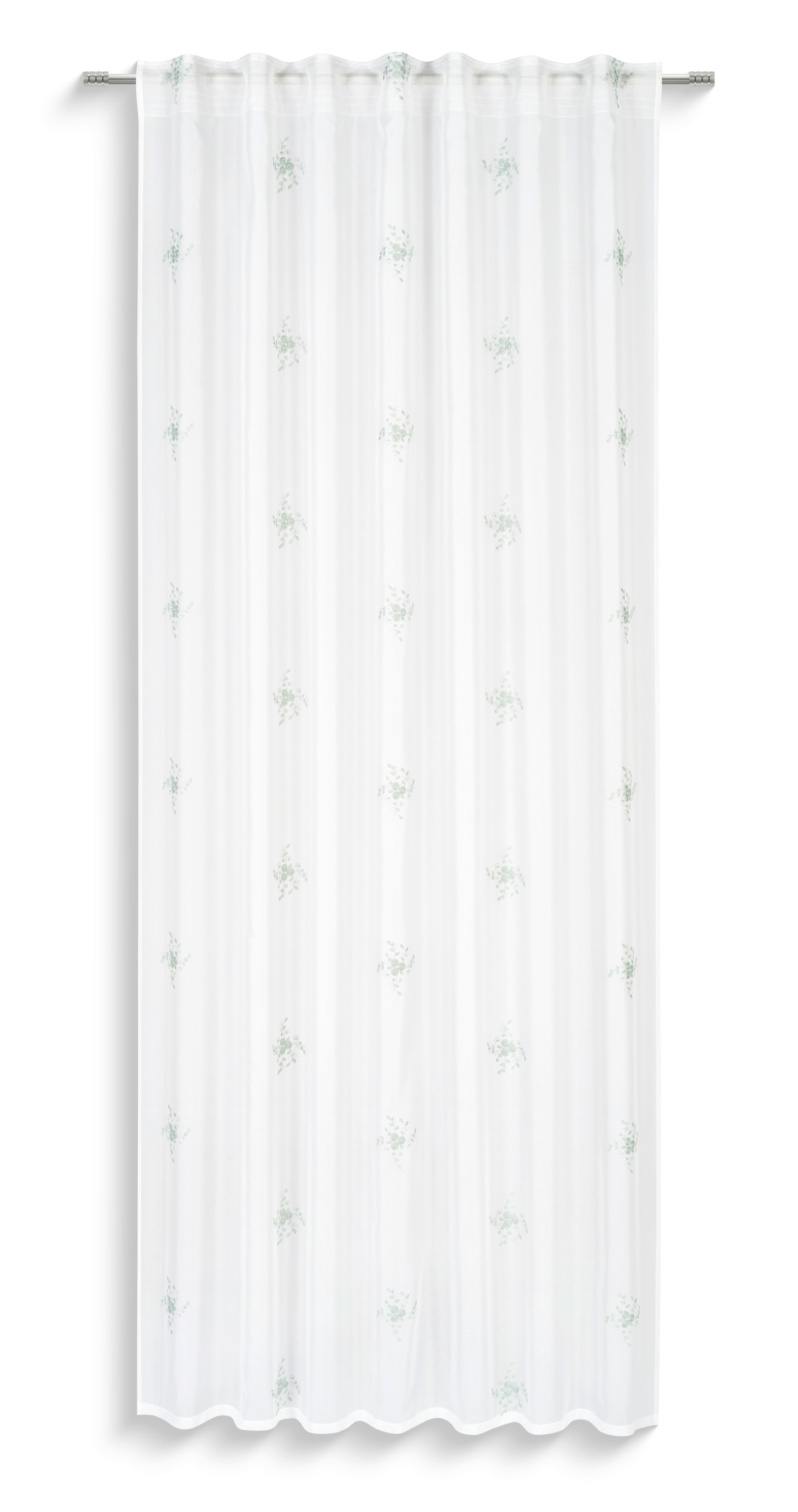 Fertigvorhang Agathe - Weiß/Mintgrün, MODERN, Textil (140/245cm) - Luca Bessoni