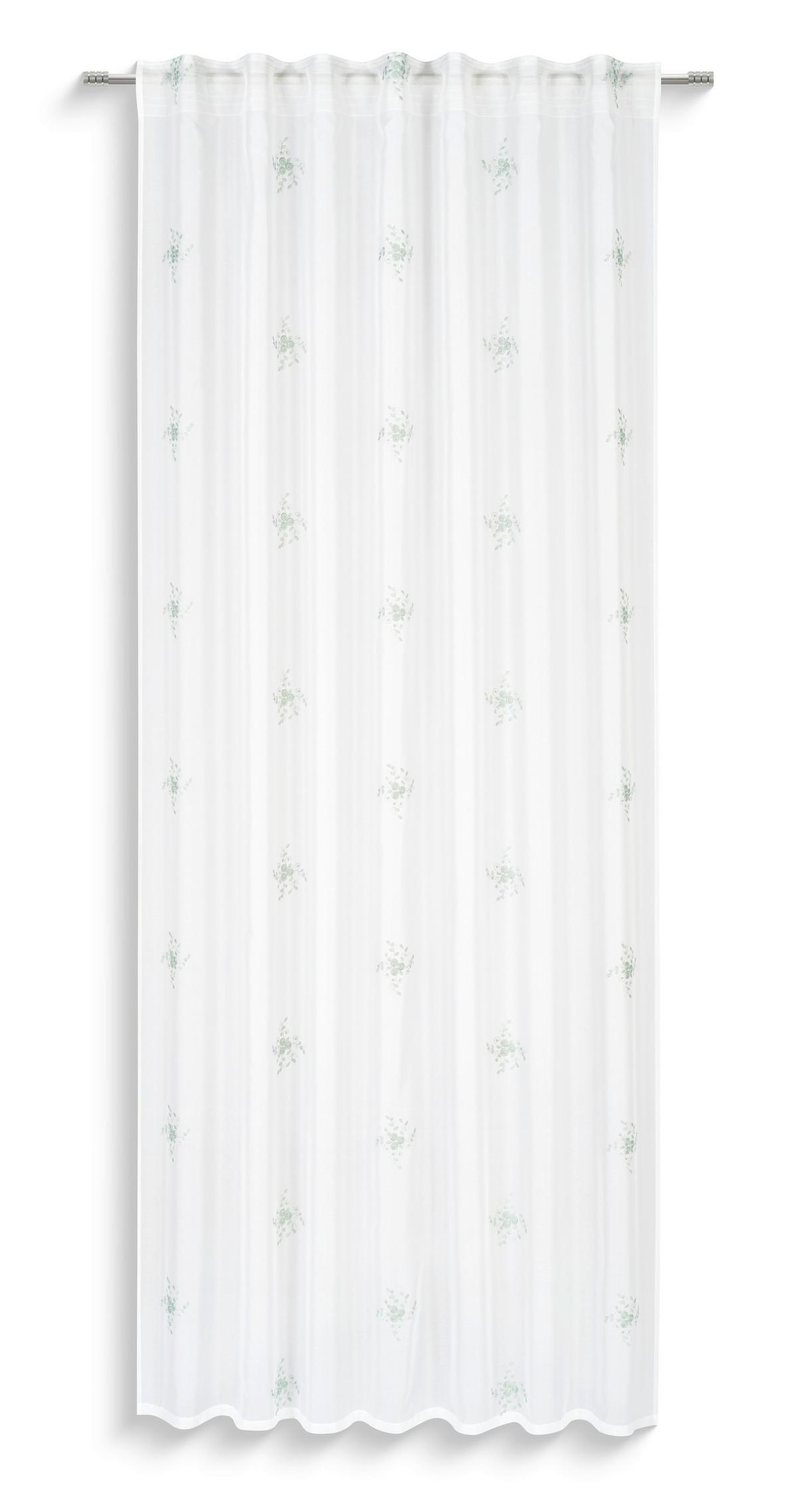 Fertigvorhang Agathe - Weiß/Mintgrün, MODERN, Textil (140/245cm) - Luca Bessoni