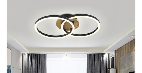 Led-deckenleuchte Karo L: 50 Cm - Eichefarben/Schwarz, MODERN, Holz/Kunststoff (50/30/7,4cm) - Luca Bessoni