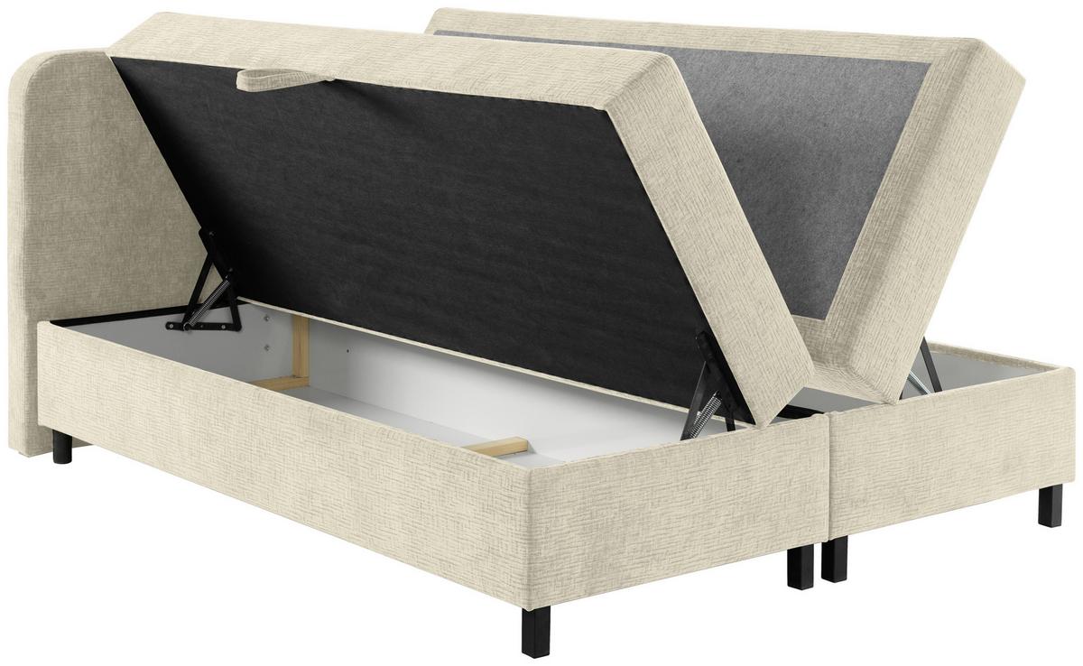Boxbett mit Topper & Bettkasten 180x200 Viva - Creme/Schwarz, MODERN, Holz/Kunststoff (180/200cm) - MID.YOU