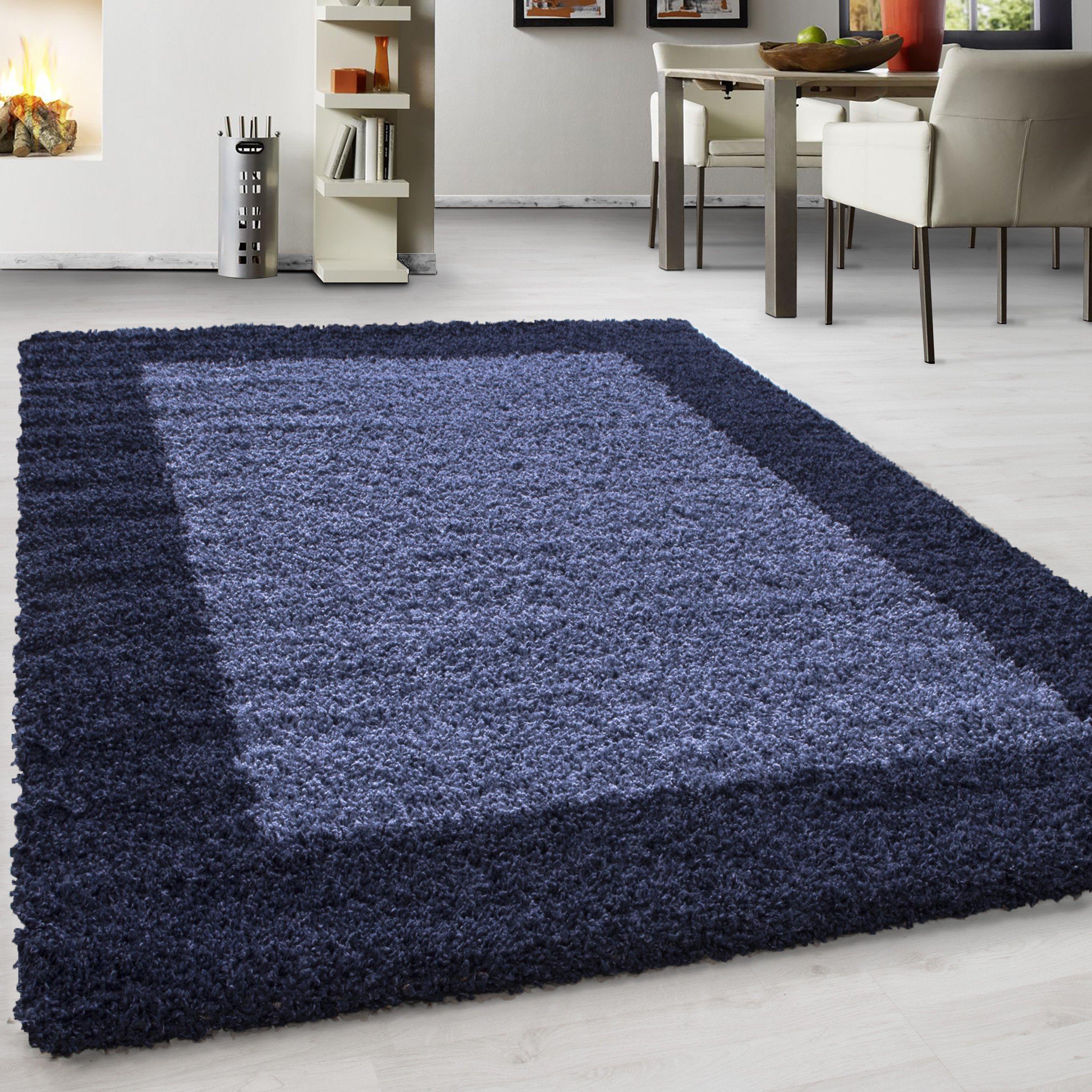 Hochflor Teppich Dunkelblau Life 80x150 cm - Dunkelblau, KONVENTIONELL, Textil (80/150cm) - Novel