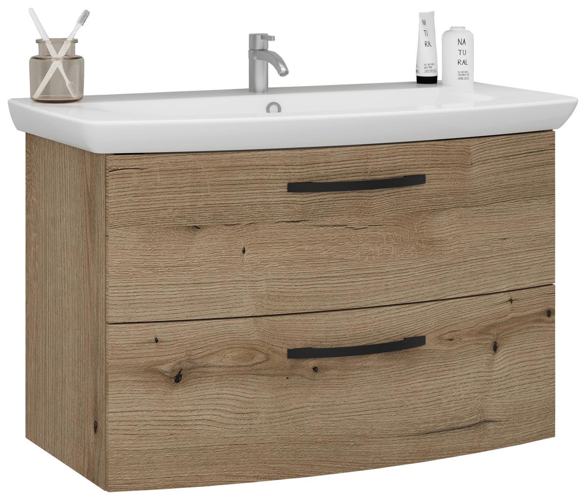 Waschbeckenunterschrank Fino, Evoke, B: 90cm - Weiß, KONVENTIONELL, Keramik/Holzwerkstoff (90/60/51cm)