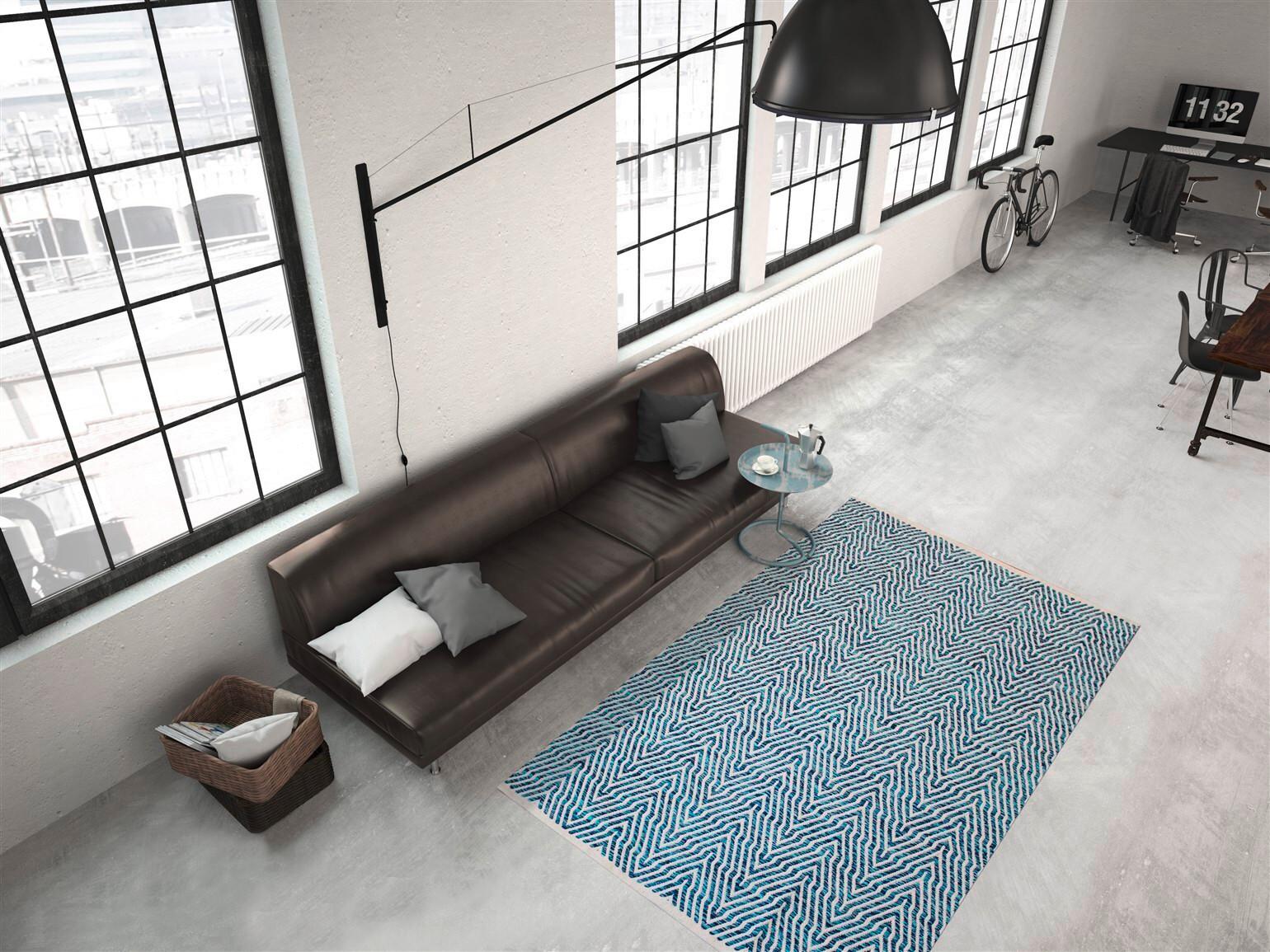 Flachwebteppich Aperitif Blau, 160x230 cm - Blau, KONVENTIONELL, Textil (160/230cm)