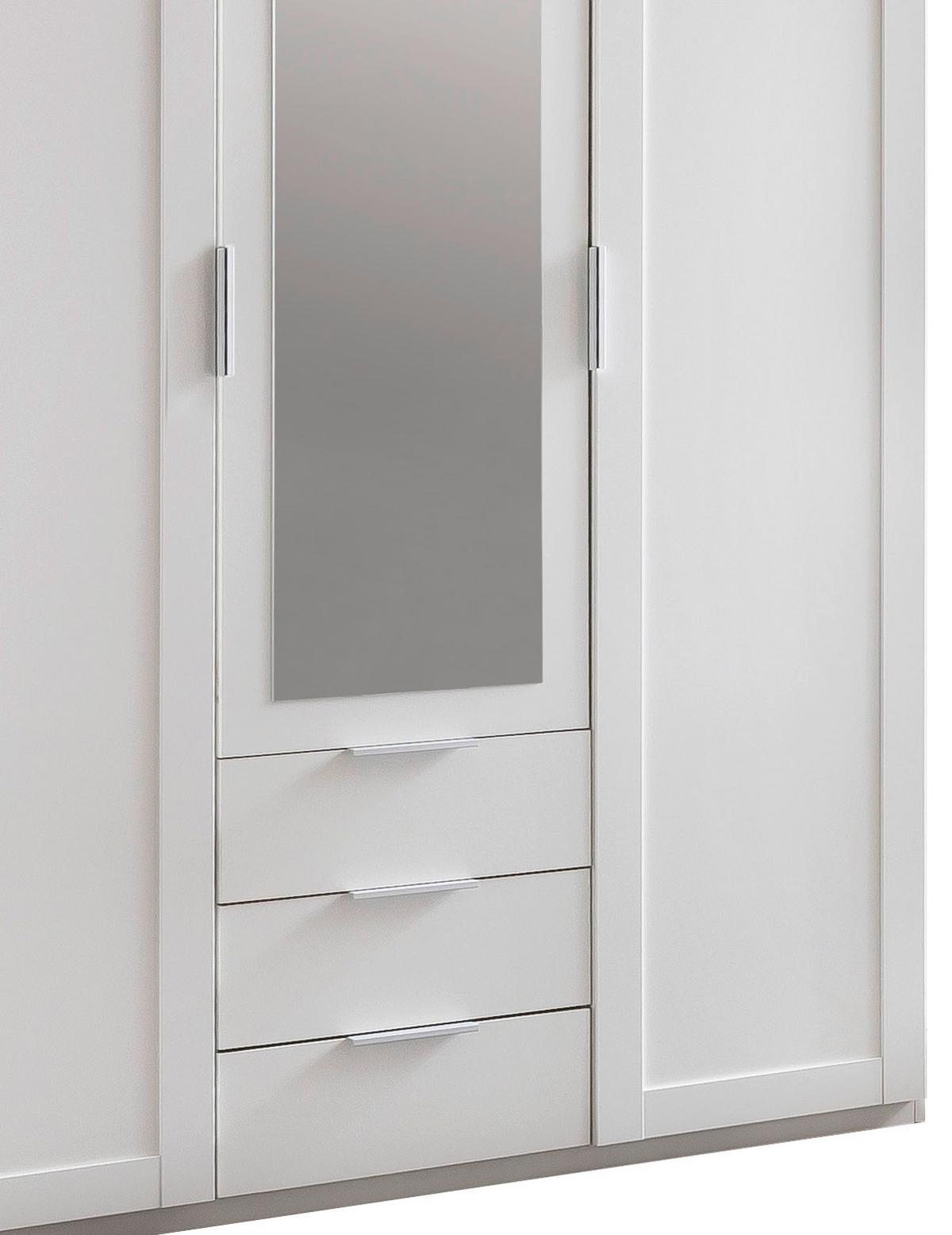 Drehtürenschrank Mit Spiegel + Laden 135cm Nadja, Weiß - Weiß, KONVENTIONELL, Glas/Holzwerkstoff (135/210/59cm) - MID.YOU