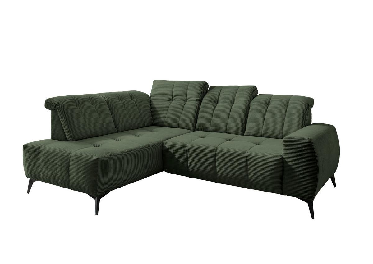 Ecksofa Mit Usb Anschluss Sano, Dunkelgrün,s: 200x261 Cm - Dunkelgrün/Schwarz, MODERN, Textil (200/261cm) - Livetastic