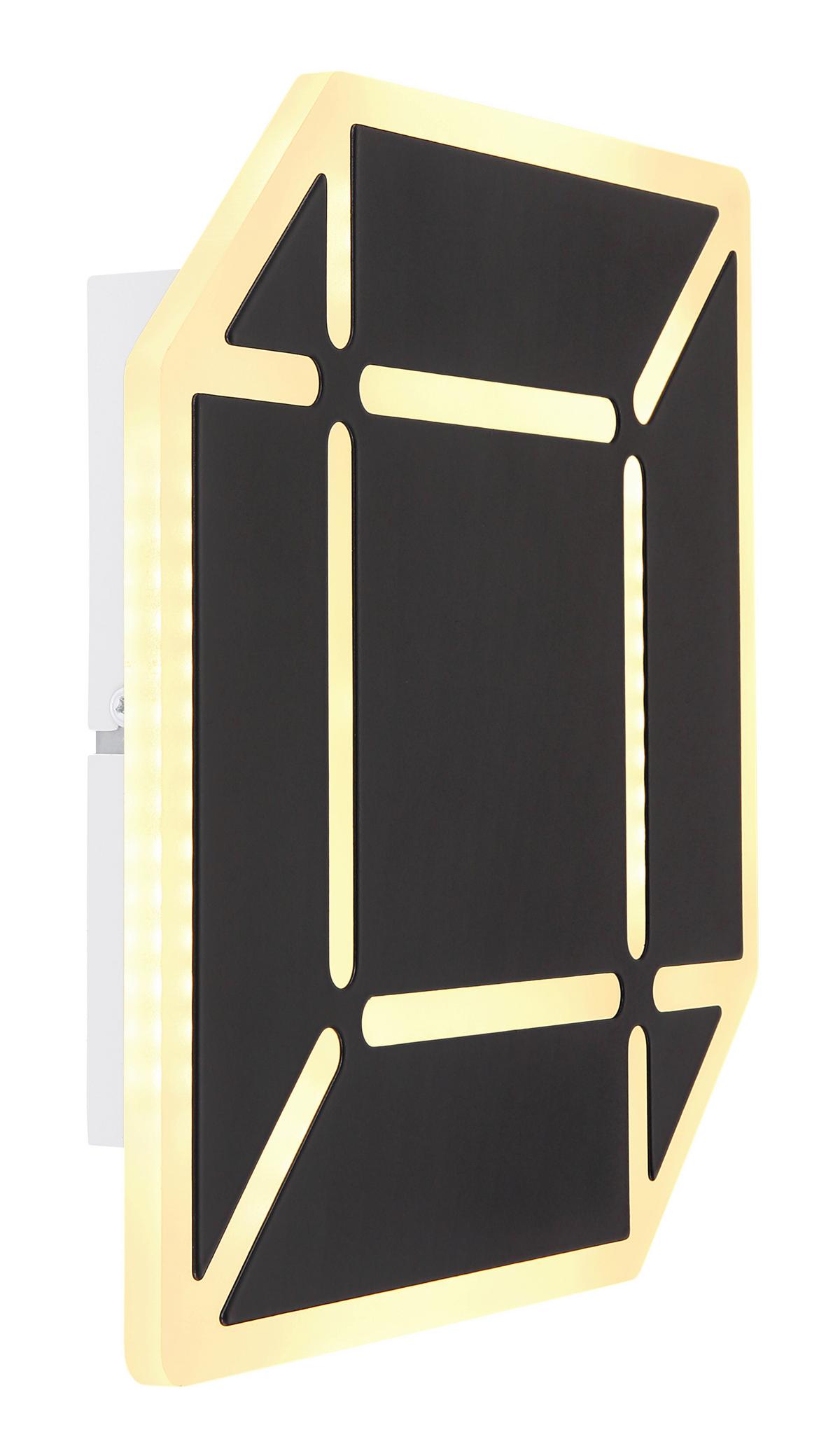 Led-wandleuchte 41780w - Opal/Schwarz, Design, Kunststoff/Metall (25/4,5/25cm) - Globo