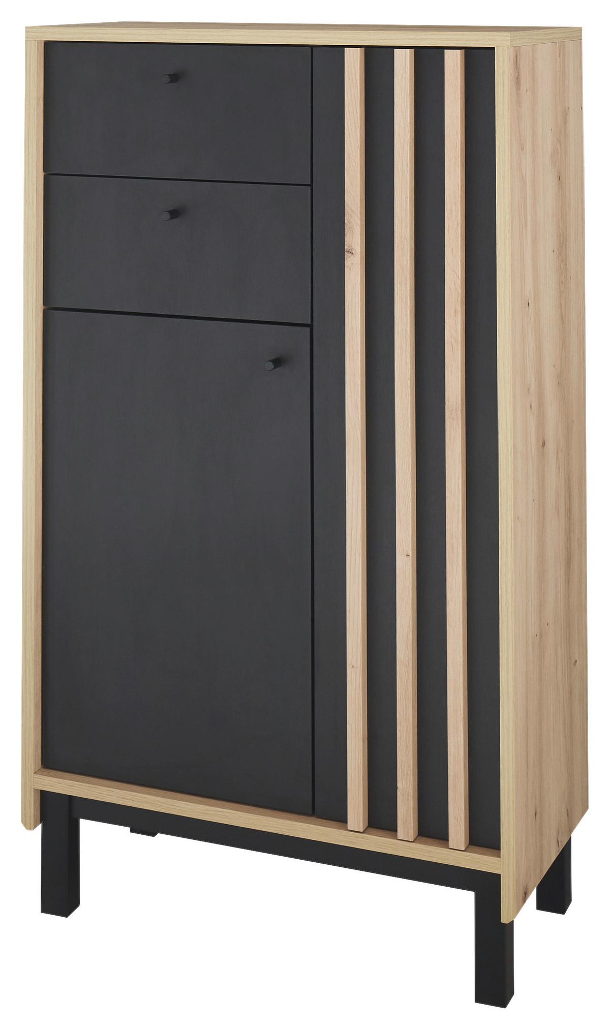 Midischrank Volano Bxh 60x106 Cm Eiche Dekor/schwarz - Schwarz/Eiche Artisan, MODERN, Holzwerkstoff (60/106/32cm) - MID.YOU