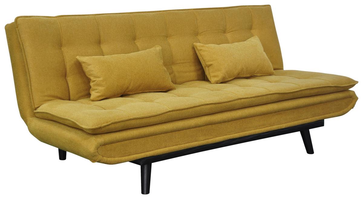 Rozkládací pohovka SUN, žlutá, sklopná, max. 360 kg - černá/žlutá, Moderní, dřevo/textil (190/83/93cm) - Mömax