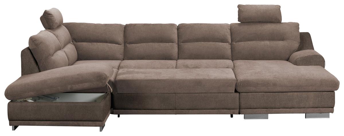 Sedací souprava do U SEASIDE, levá, cappuccino - cappuccino/barvy chromu, Konvenční, kov/textil (218/334/165cm)