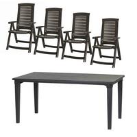 Gartentischgruppe Aruba+futura Set 5tlg.gra - Grau, MODERN, Kunststoff (95/95/165cm) - Gardenson
