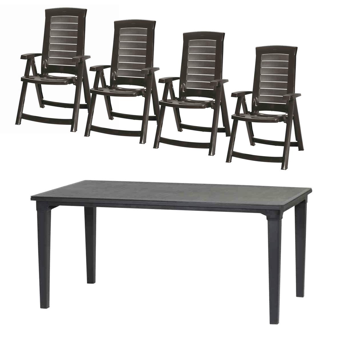 Gartentischgruppe Aruba+futura Set 5tlg.gra - Grau, MODERN, Kunststoff (95/95/165cm) - Gardenson