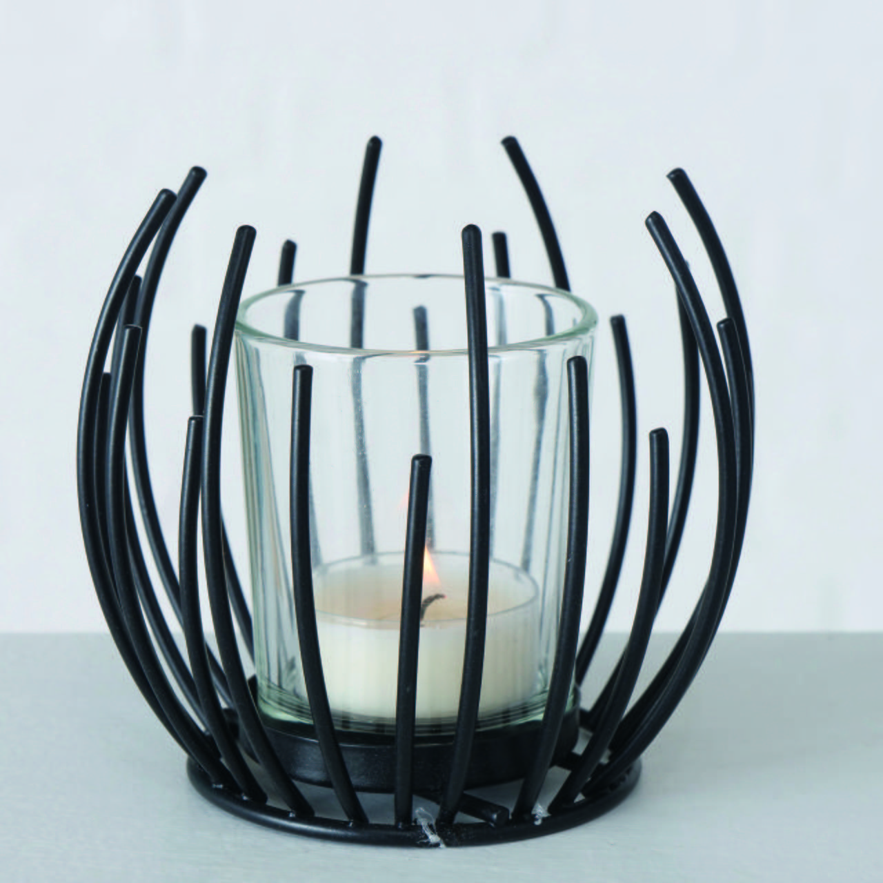 Windlicht Metall Schwarz Ø 11 cm - Schwarz, Basics, Metall (11/10cm)