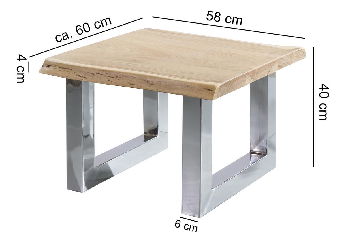 Konferenčný stolík ASURA masív - farba akácie/chrómová, Design, kov/drevo (58/60/40cm) - MID.YOU