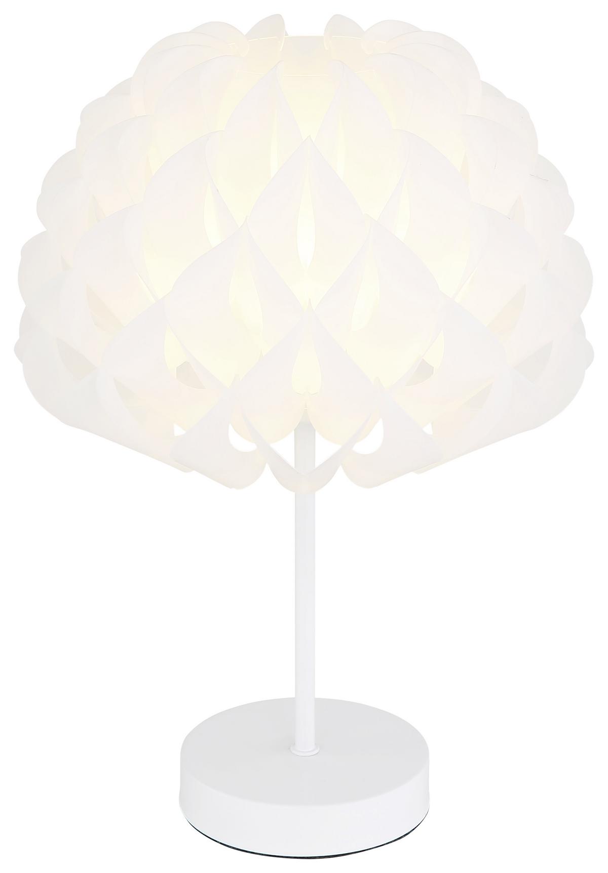 Tischlampe Irene Weiß Mit Schalter - Weiß, Basics, Kunststoff/Metall (25/35cm) - Globo