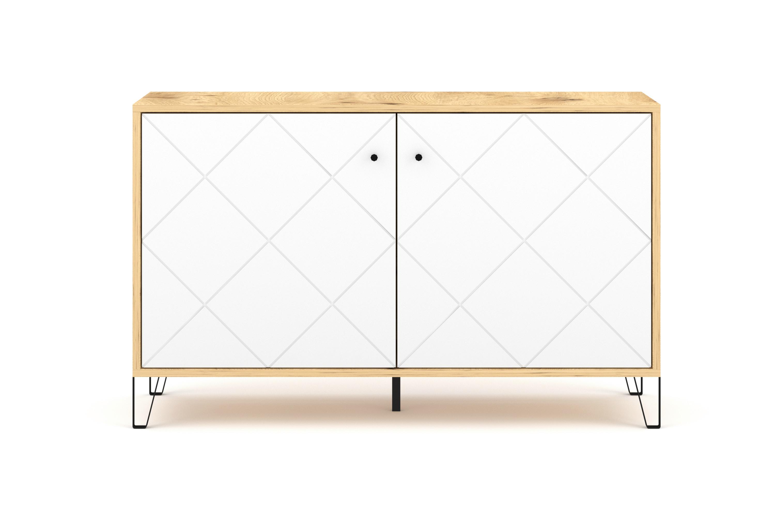 Kommode 123 Cm 2d Bilbao Bl4, Weiß - Schwarz/Weiß, Design, Holzwerkstoff (123/75/40cm) - Livetastic