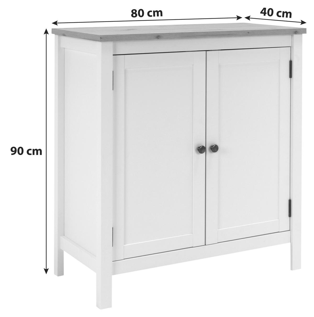 Kommode B 80 cm Bergen 1, Weiß/Eiche Dekor - Eichefarben, KONVENTIONELL, Holzwerkstoff (80/90/40cm) - MID.YOU
