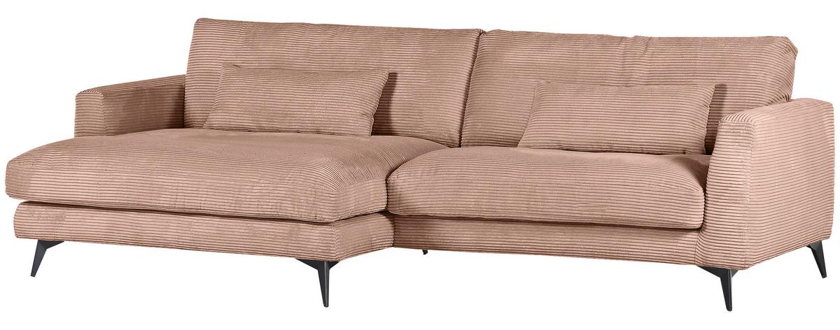 Ecksofa Macau, Altrosa S: 140x270 cm - Schwarz/Altrosa, LIFESTYLE, Textil (140/270cm) - Livetastic