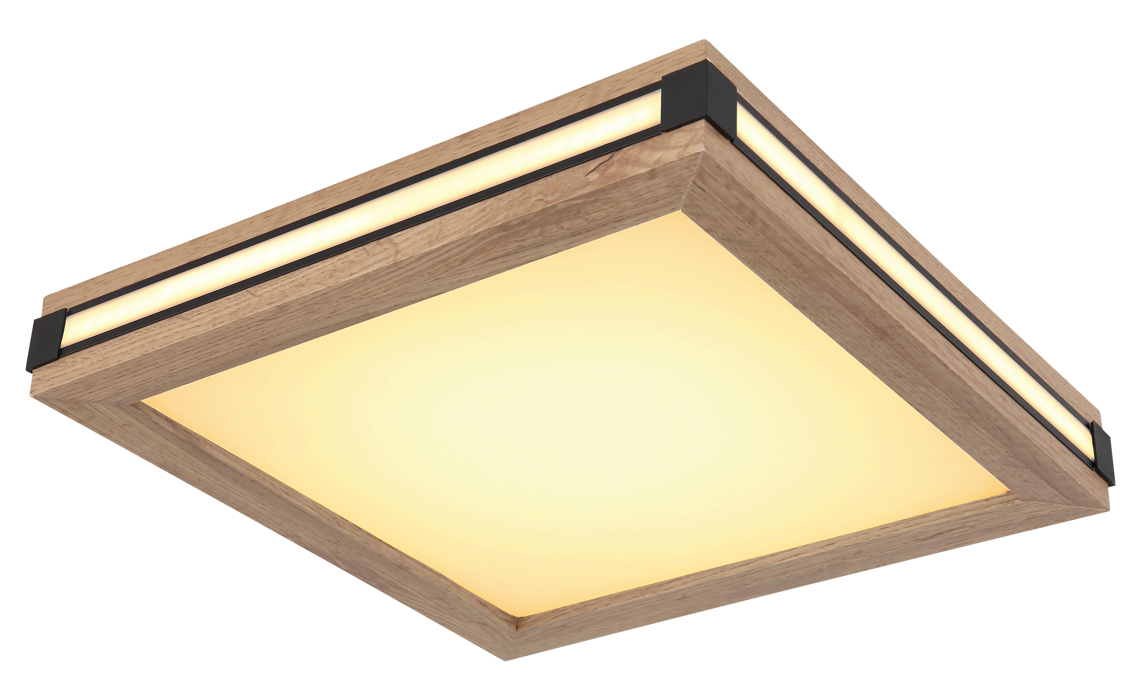 LED-Deckenleuchte 41589d1 - Dunkelbraun/Opal, Natur, Holzwerkstoff/Kunststoff (30/30/7,5cm) - Globo