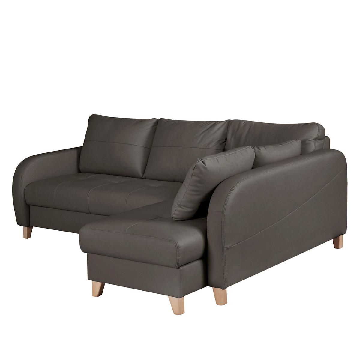 Ecksofa Compact Dunkelbraun B: 227x168 cm - Dunkelbraun/Buchefarben, Design, Leder/Textil (227/168cm) - Livetastic