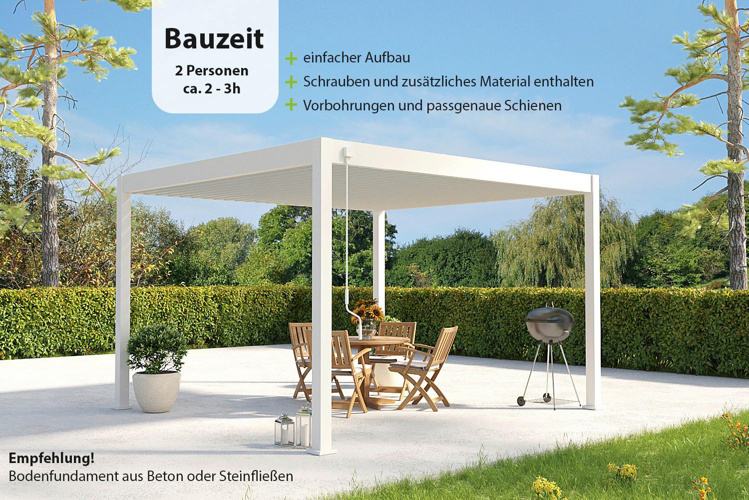 Pavillon Deluxe 360x400cm Sturmfest, Gartenpavillon - Weiß, Basics, Metall (360/255/400cm) - WEIDE