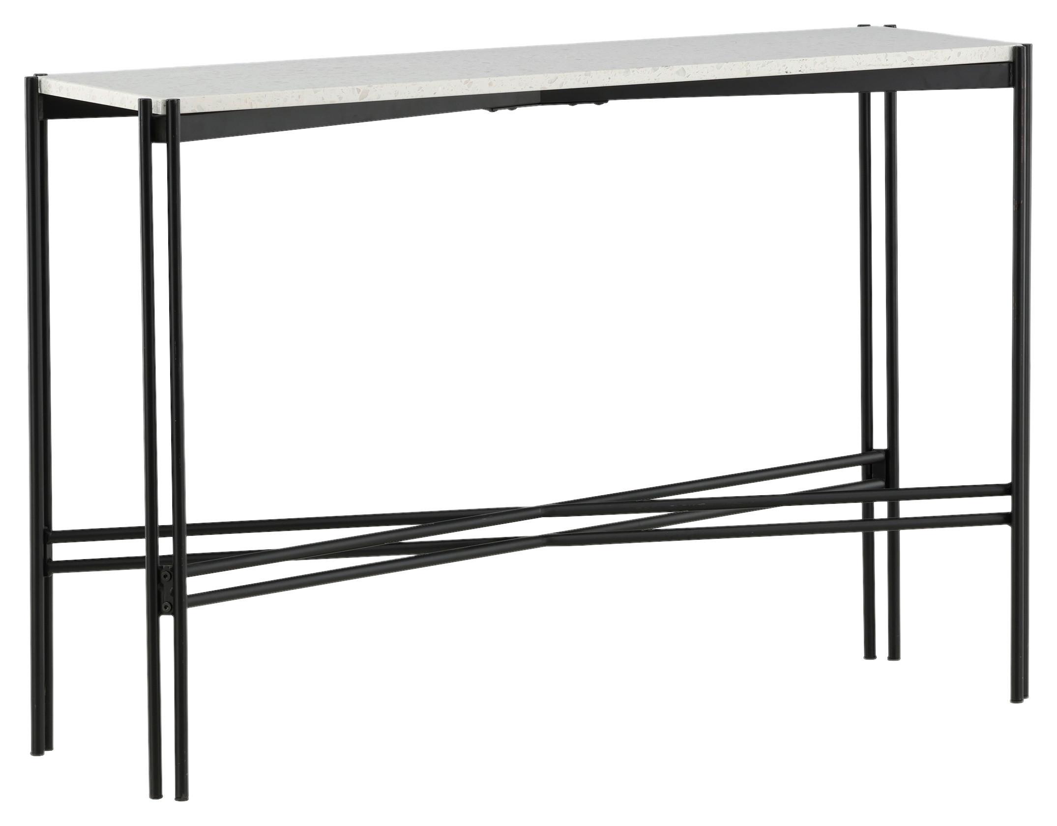 Beistelltisch Razzia - Schwarz/Weiß, Design, Stein/Metall (110/30/75cm) - Livetastic