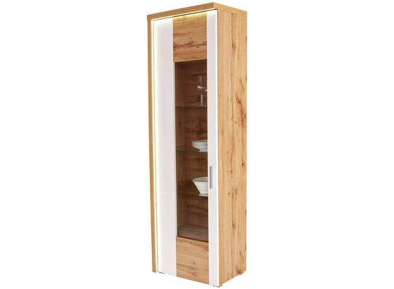 Vitrin Eleganza - tölgy színű/fehér, modern, üveg/faanyagok (65/201,3/38cm) Vitrin Eleganza - tölgy színű/fehér, modern, üveg/faanyagok (65/201,3/38cm)