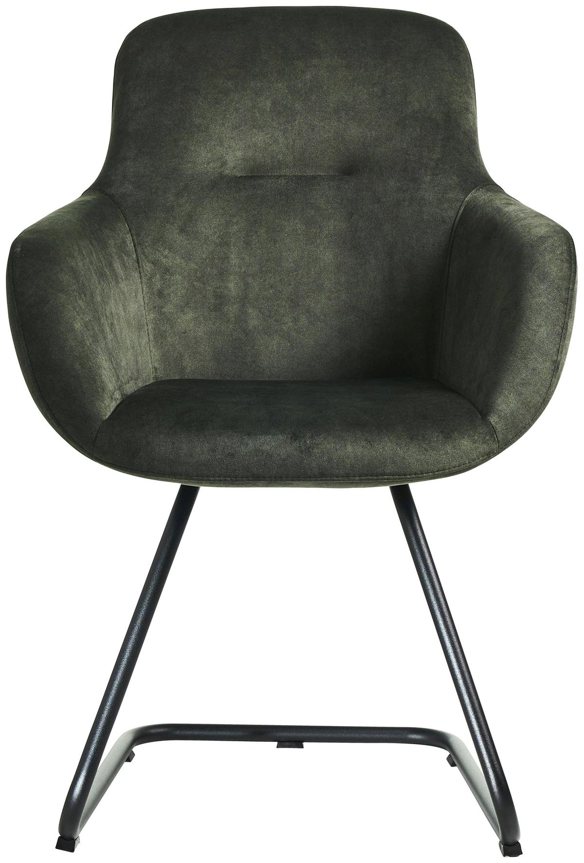 STOLIČKA S PODRÚČKAMI SWING-CHA - čierna/lesná zelená, Basics, kov/textil (62/89/61cm) - Celina Home