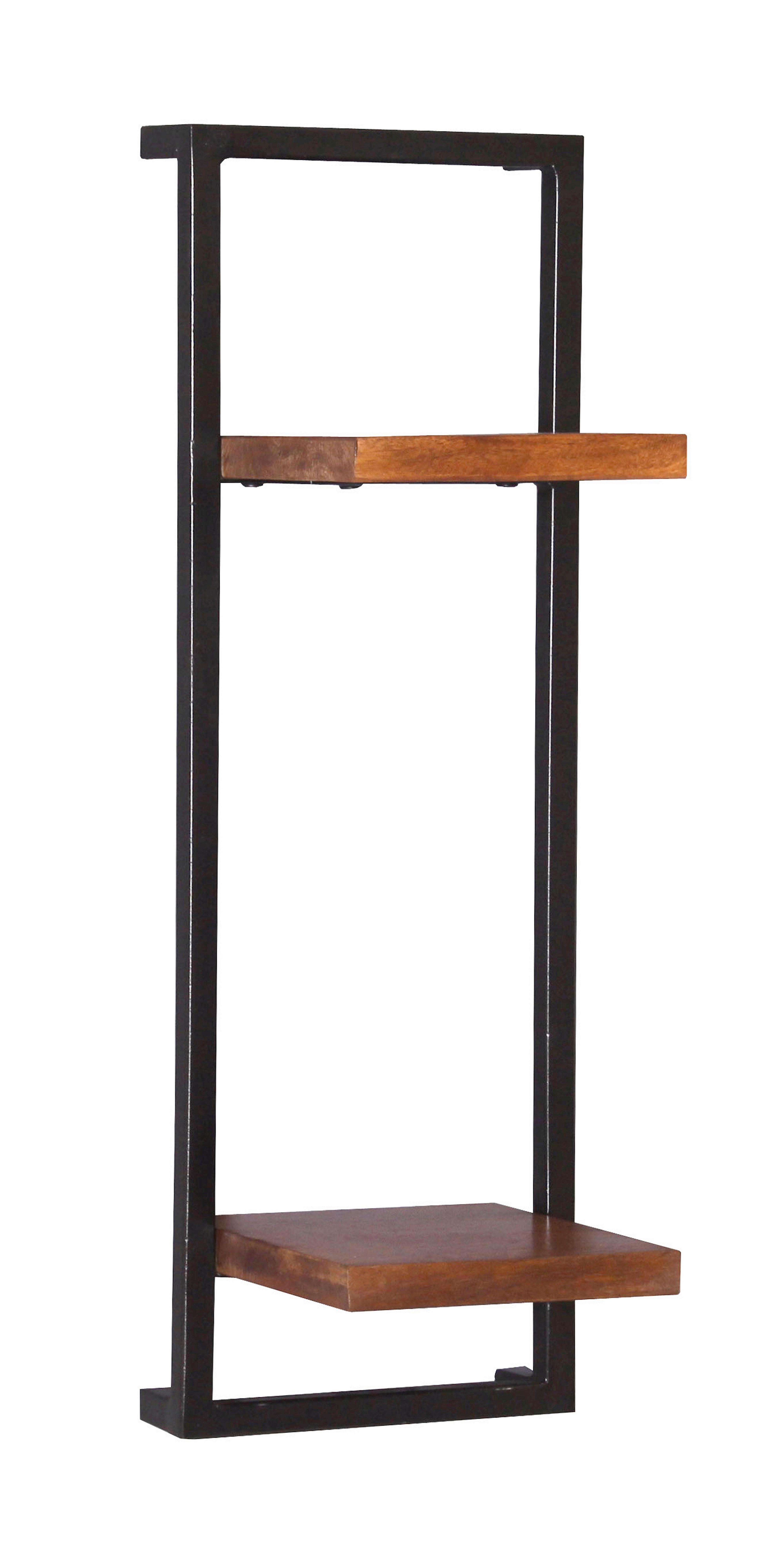 Wandregal Mangoholz/Schwarz B: 25cm - Naturfarben, Design, Holz/Metall (25/75/25cm) - MID.YOU