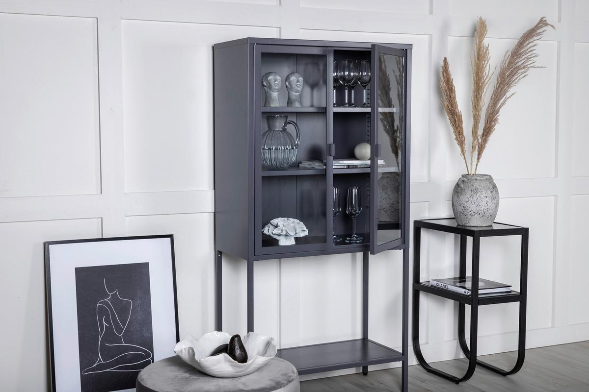 Vitrine Misha - Grau, Design, Metall (75/150/35cm) - Livetastic