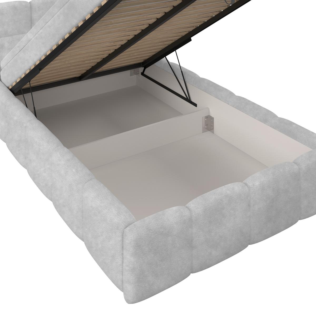 Polsterbett Noe Hellgrau 140x200 cm - Hellgrau/Schwarz, Trend, Textil/Metall (140/200cm)