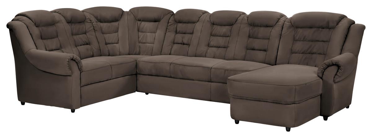 Wohnlandschaft Boston Braun Lederlook - Schwarz/Braun, KONVENTIONELL, Textil (216/333/165cm) - Livetastic