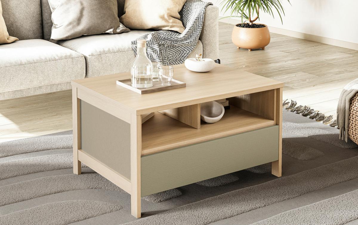 Couchtisch Stranda Eukalyptusholzfarben B: 80cm - Eukalyptusholzfarben/Eichefarben, Design, Holzwerkstoff (80/46/60cm) - MID.YOU