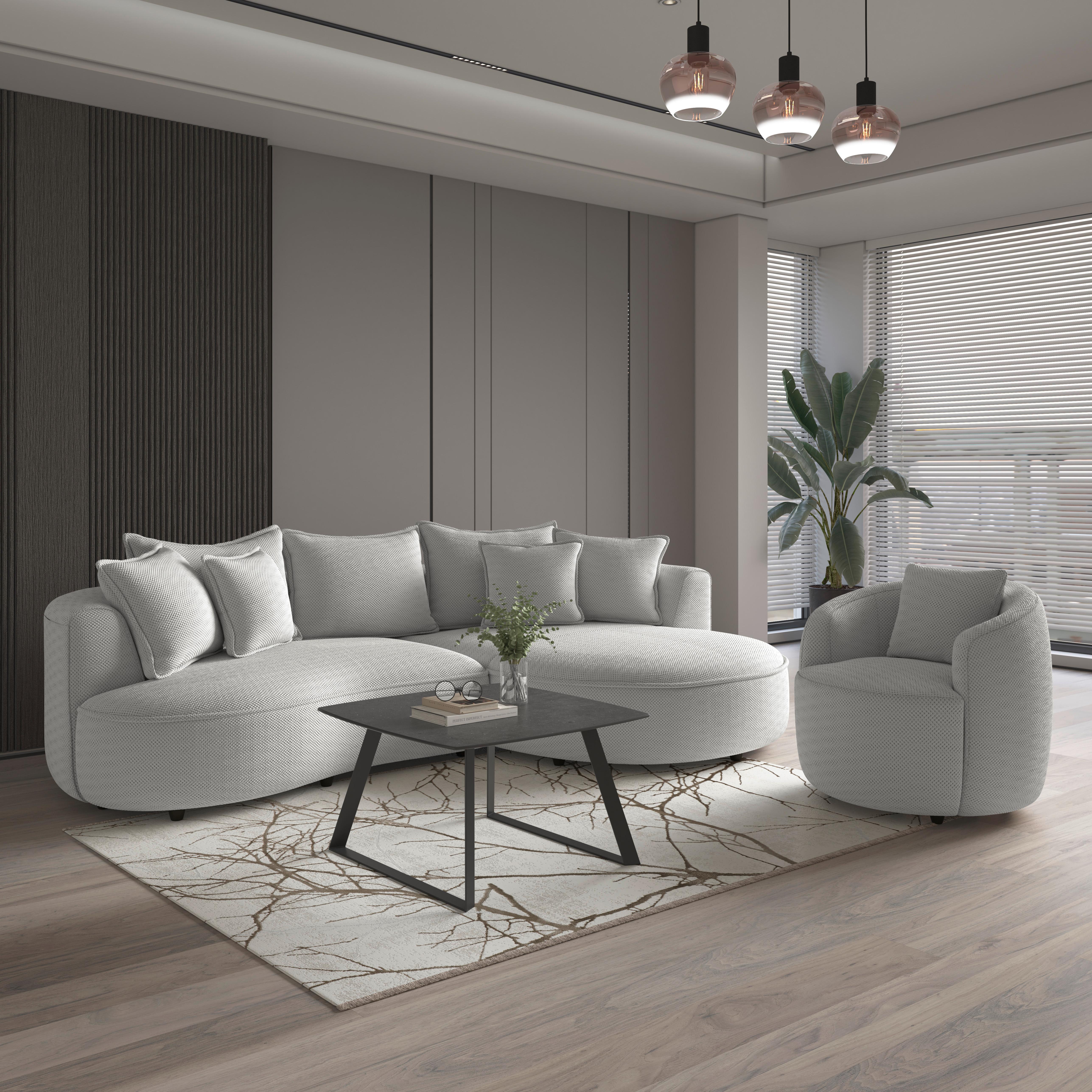Sessel Pina - Beige/Schwarz, MODERN, Textil (81/74/81cm)