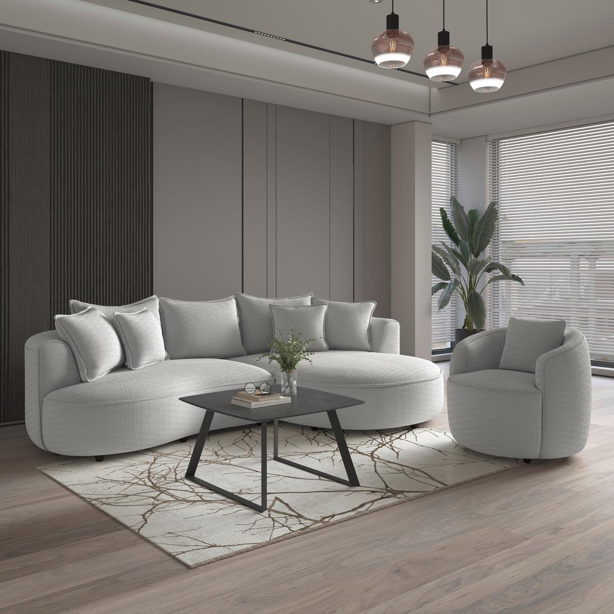 Sessel Pina - Beige/Schwarz, MODERN, Textil (81/74/81cm)