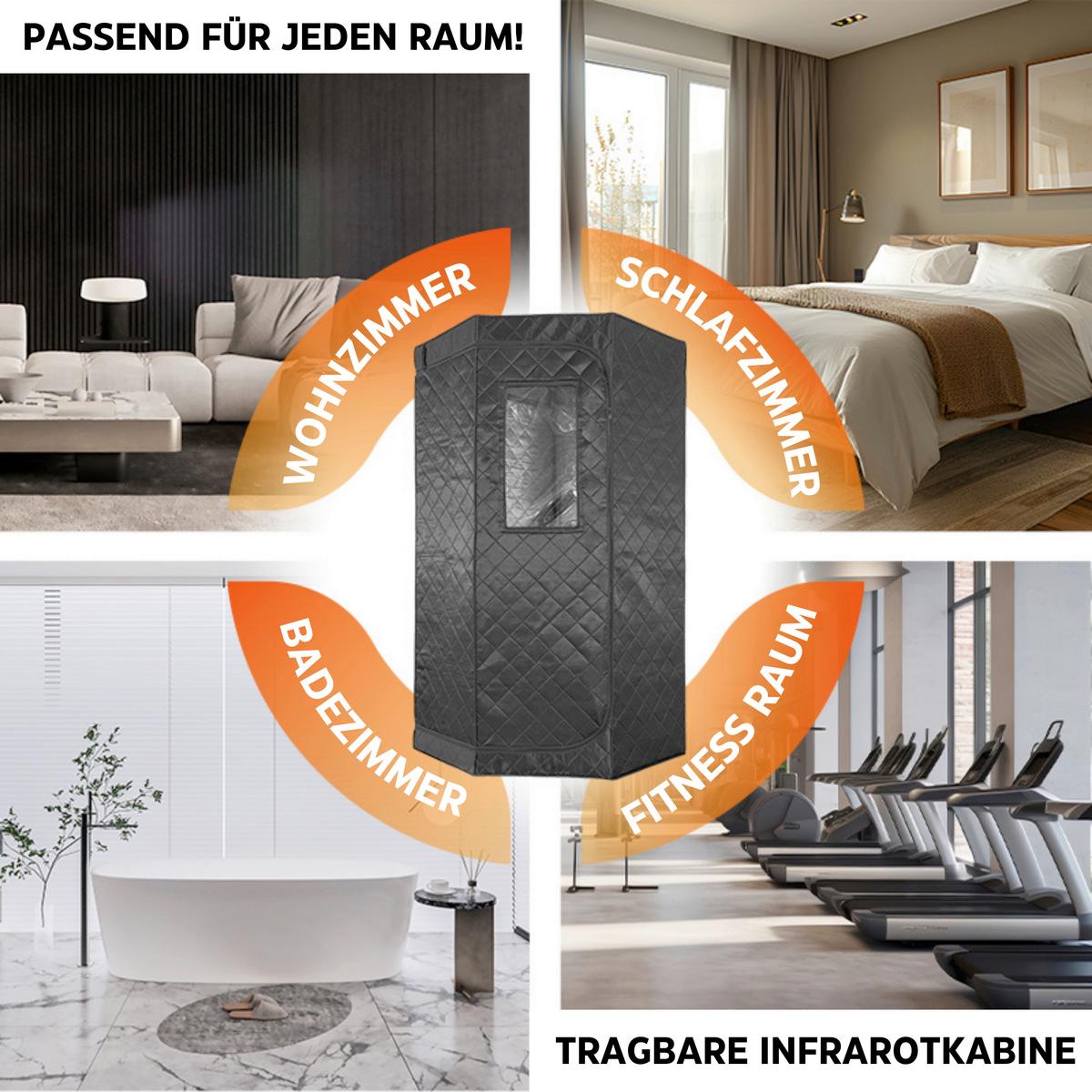 Infrarotkabine Tragbare Infrarotkabine - Schwarz, KONVENTIONELL, Kunststoff (90/190/90cm) - Sanotechnik