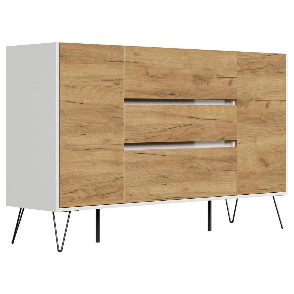Sideboard Posseik Industrial Eichefarben/Weiß B: 155 cm