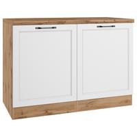 Spülenunterschrank Meran B: 120 cm Weiß/Eiche Dekor - Eiche Wotan/Weiß, LIFESTYLE, Holzwerkstoff (120/86/60cm) - Held