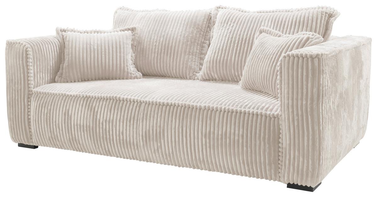 Sofa Modena Inkl. Kissen Creme, B: 223 Cm - Creme/Schwarz, Design, Textil (223/95/121cm) - MID.YOU