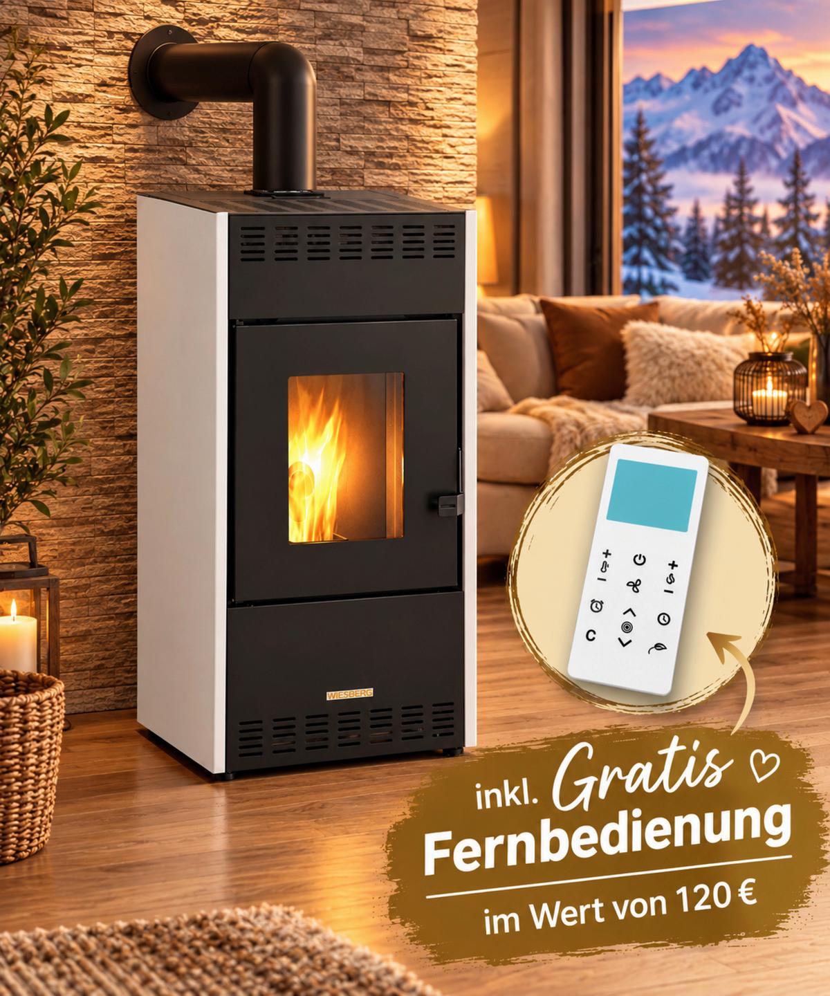 Pelletofen Mareni Schwarz 8 kW, WI-FI-FÄHIG - Schwarz, Basics, Metall (45/55/99cm)