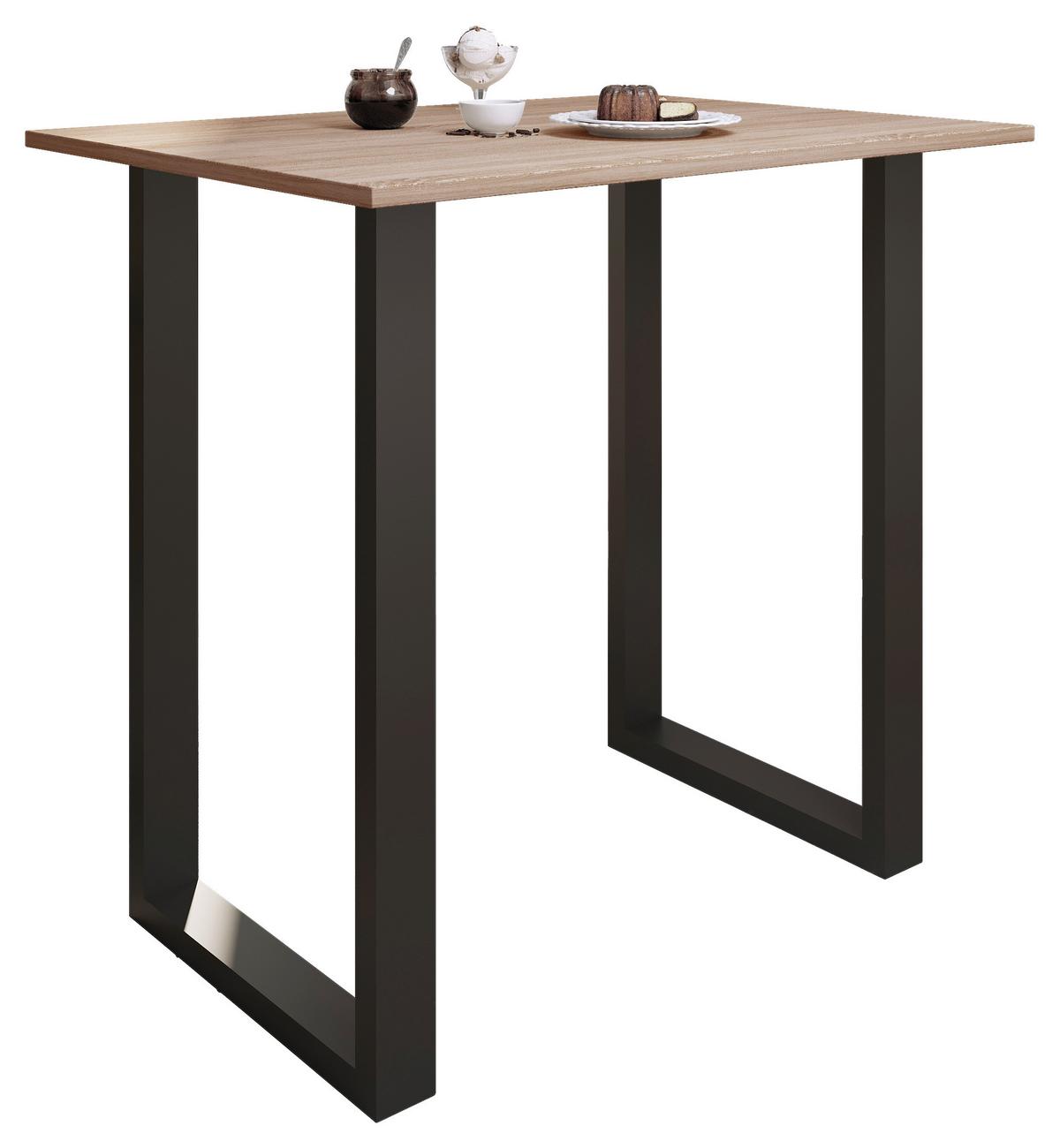 Bartisch Xona B 110x80 - Schwarz/Sonoma Eiche, KONVENTIONELL, Holzwerkstoff/Metall (110/80/102cm)