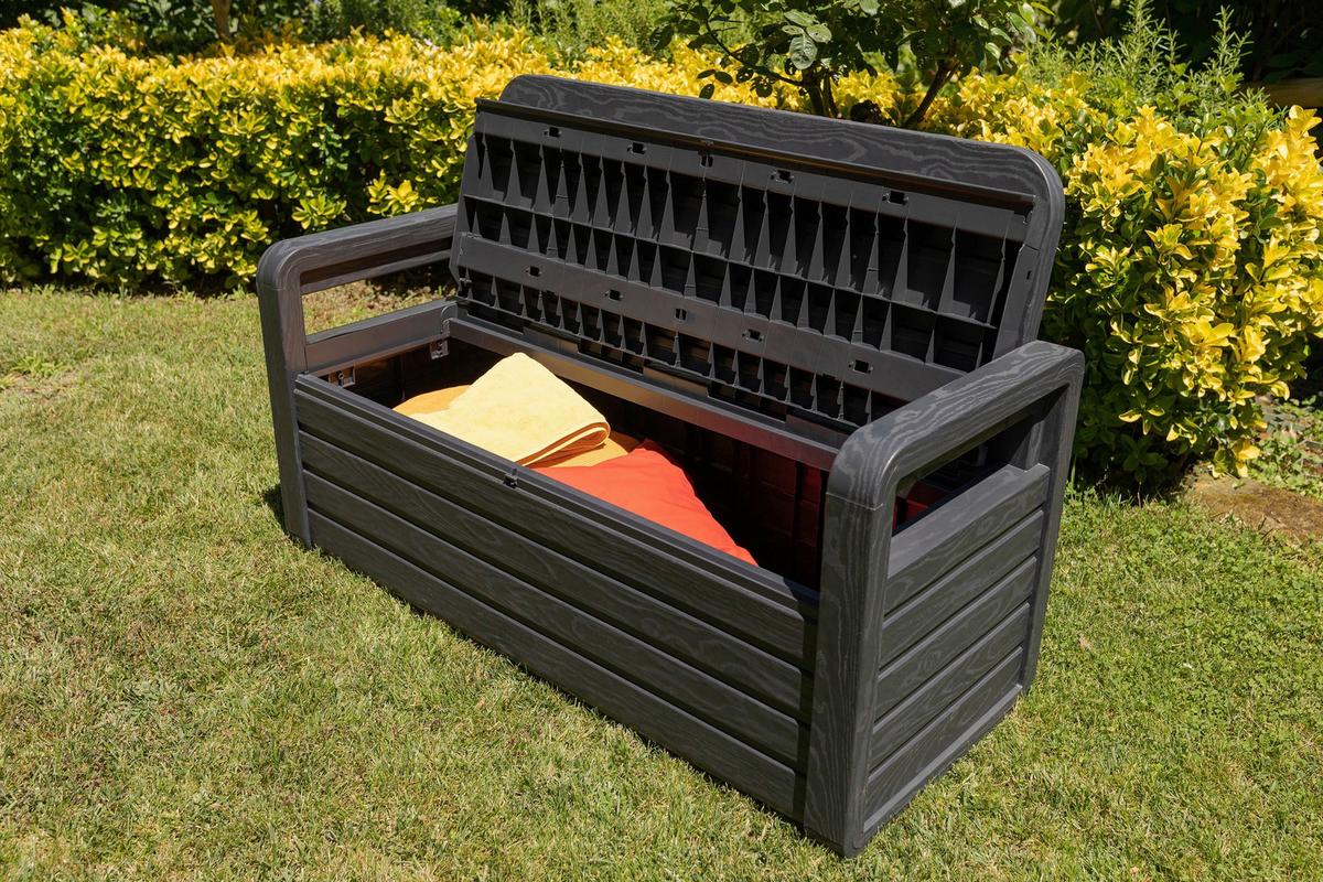 Gartenbank Kunststoff Foreverspring 2-Sitzer - Anthrazit, Basics, Kunststoff (132,5/89/58cm)