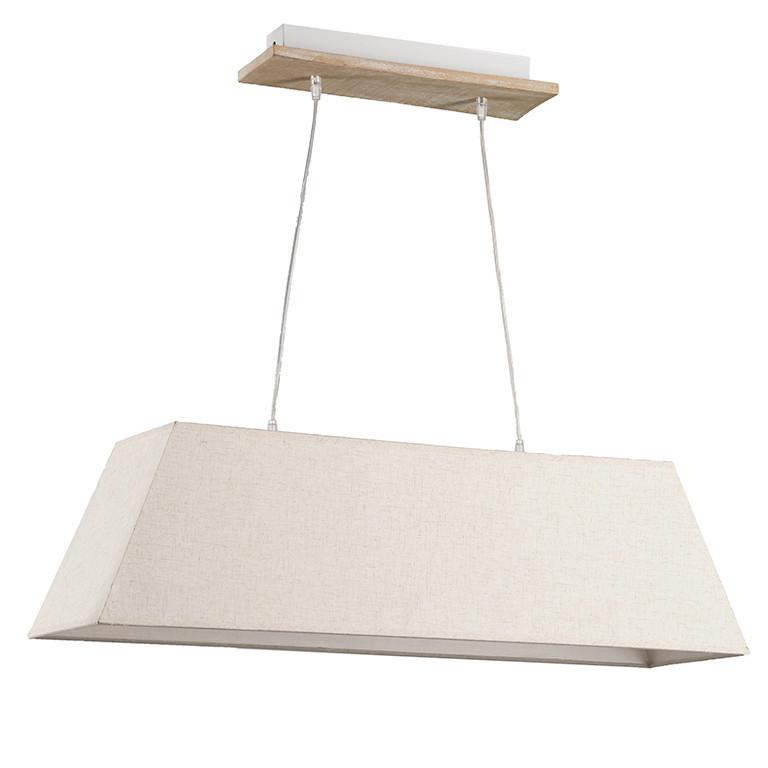Hängeleuchte 4849/S - Beige/Weiß, Natur, Holz/Textil (90/25/110cm)